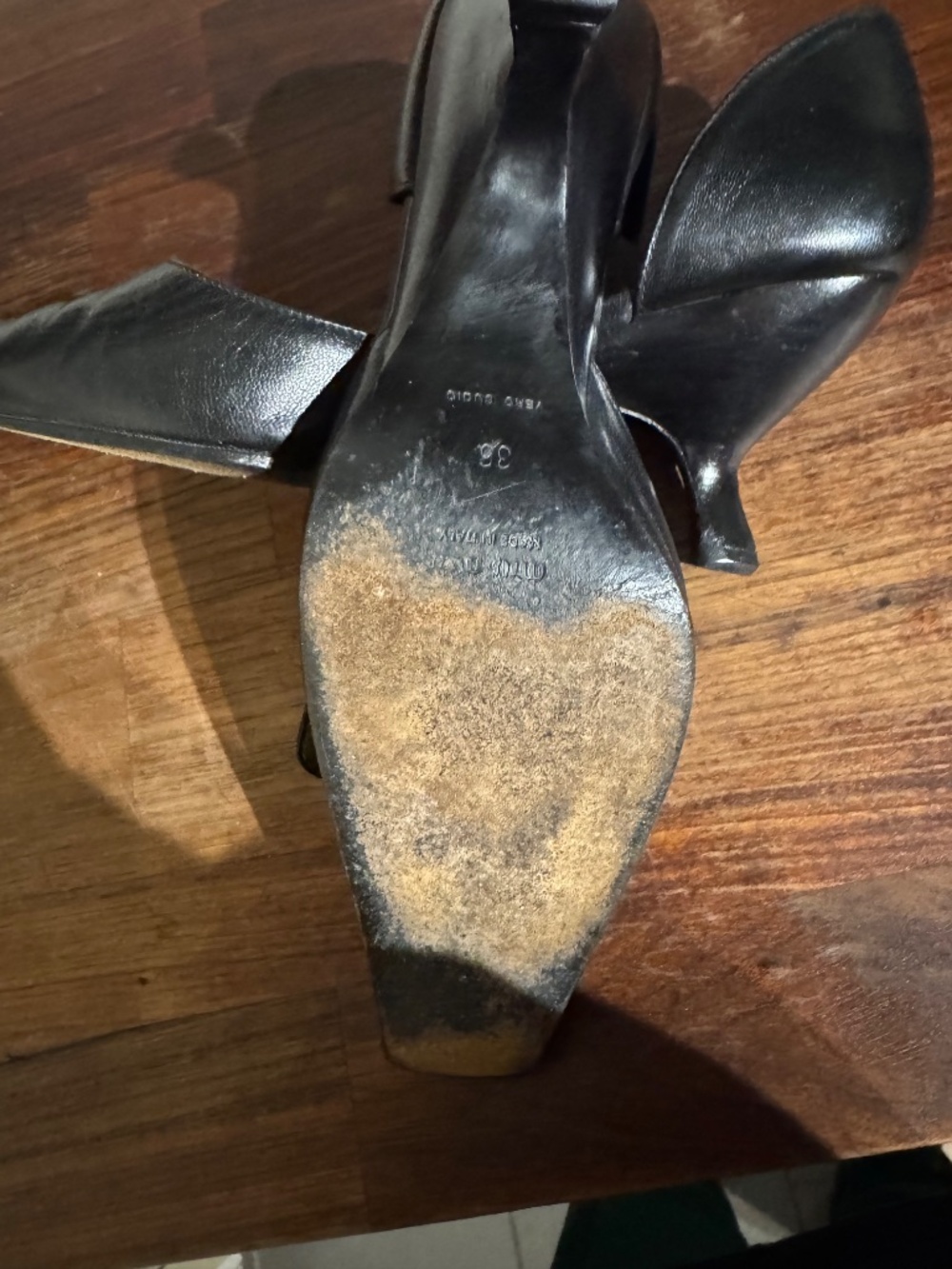 Vintage Miu Miu Black Leather Square Toe Kitten Heels Size 36 - Picture 11 of 13